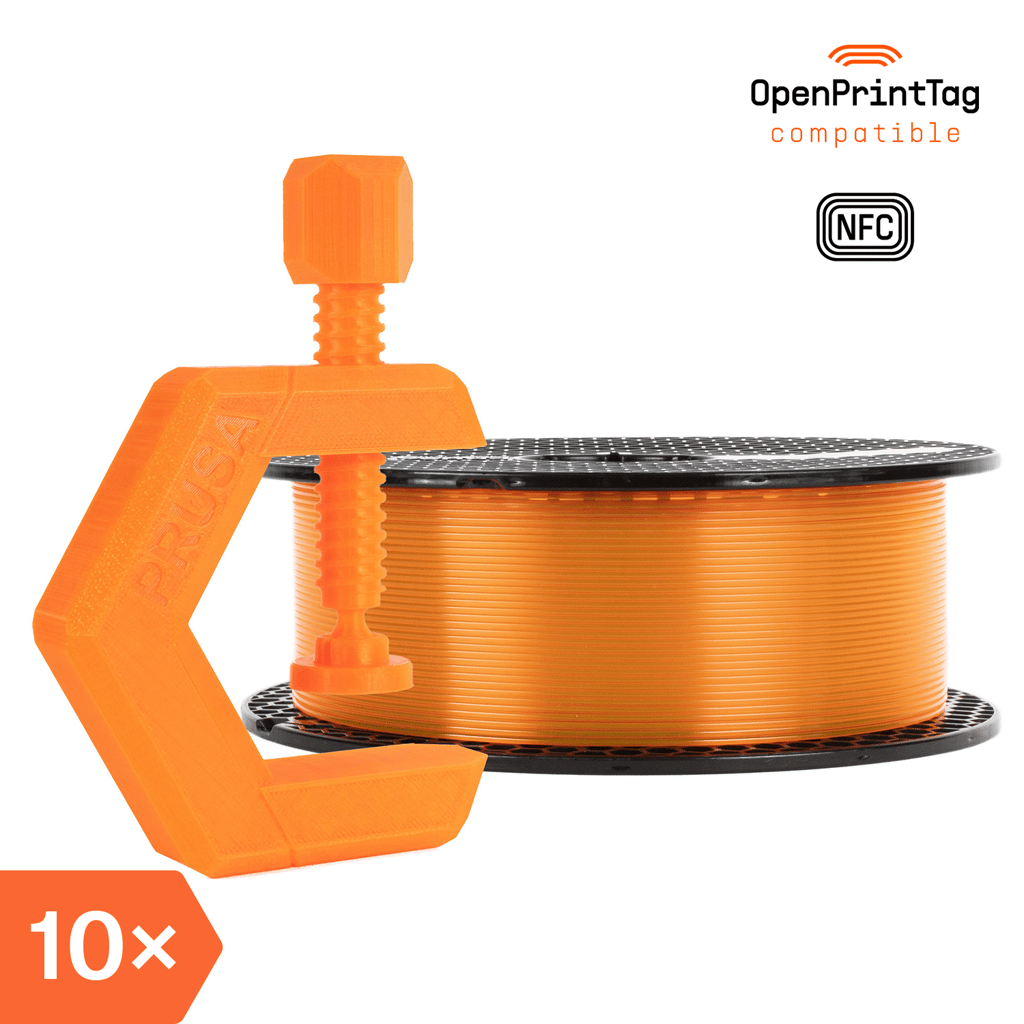 Prusament PETG Prusa Orange Transparent 1kg (NFC) – Multipack 10 pcs